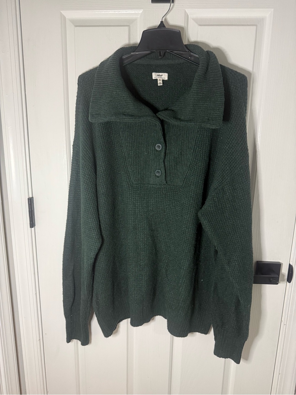 aerie Forest Green Button-Front Collared Knit Sweater